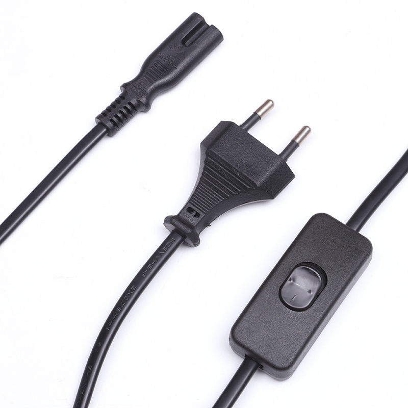 歐標(biāo)兩芯扁頭帶303開關(guān)8字尾電源線